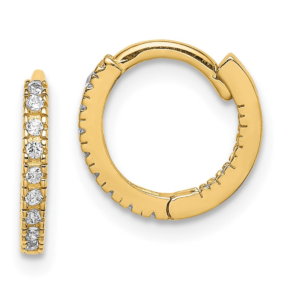 14K Yellow Gold Madi K Cz Hinged Hoop Earrings