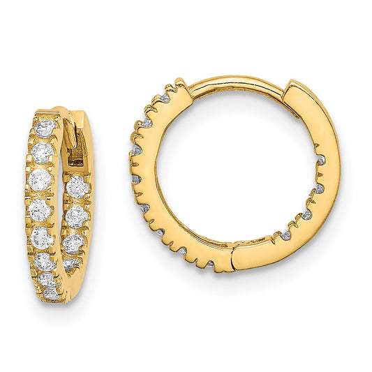14K Yellow Gold Madi K Cz Hinged Hoop Earrings