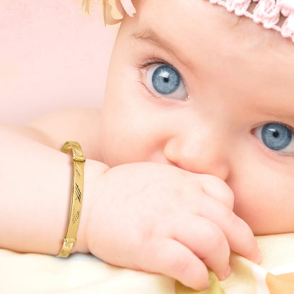 14K Yellow Gold Madi K Polished D/C Expandable Baby Bangle