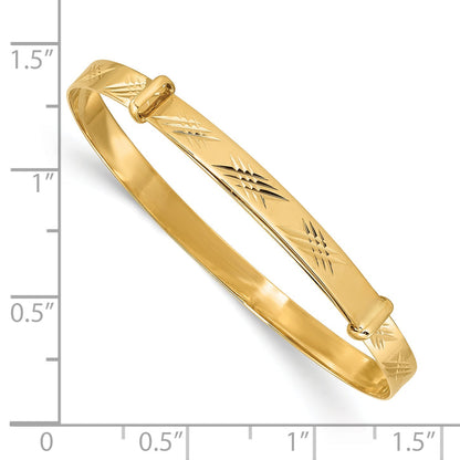 14K Yellow Gold Madi K Polished D/C Expandable Baby Bangle