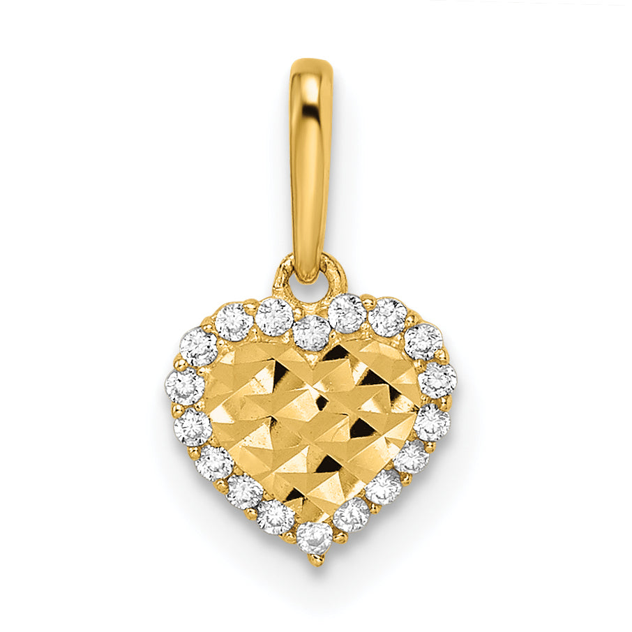 14k Yellow Gold 14k Madi K CZ Diamond Cut Heart Pendant