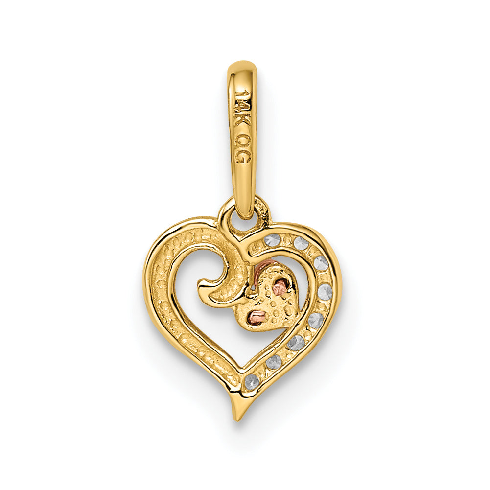 14k Two-tone 14k Two-tone Madi K CZ Hearts Pendant