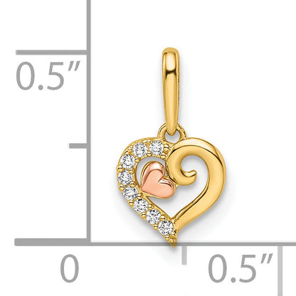 14k Two-tone 14k Two-tone Madi K CZ Hearts Pendant