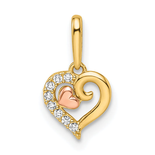 14k Two-tone 14k Two-tone Madi K CZ Hearts Pendant