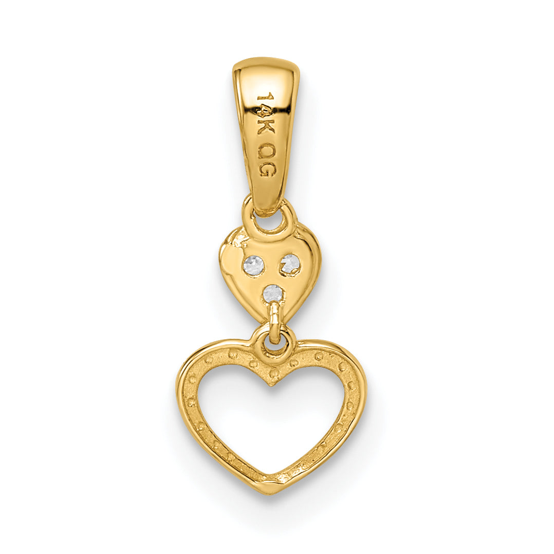 14k Yellow Gold 14k Madi K CZ Hearts Dangle Pendant