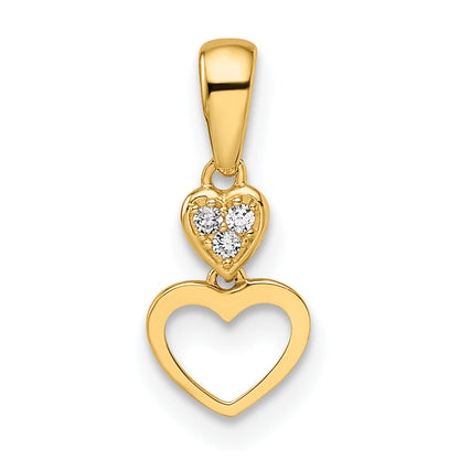 14k Yellow Gold 14k Madi K CZ Hearts Dangle Pendant
