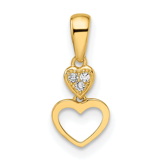 14k Yellow Gold 14k Madi K CZ Hearts Dangle Pendant