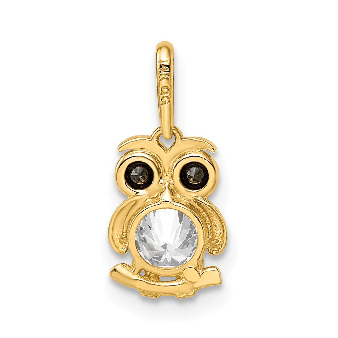 14k Yellow Gold 14k Madi K Black & White CZ Owl Pendant