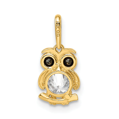 14k Yellow Gold 14k Madi K Black & White CZ Owl Pendant