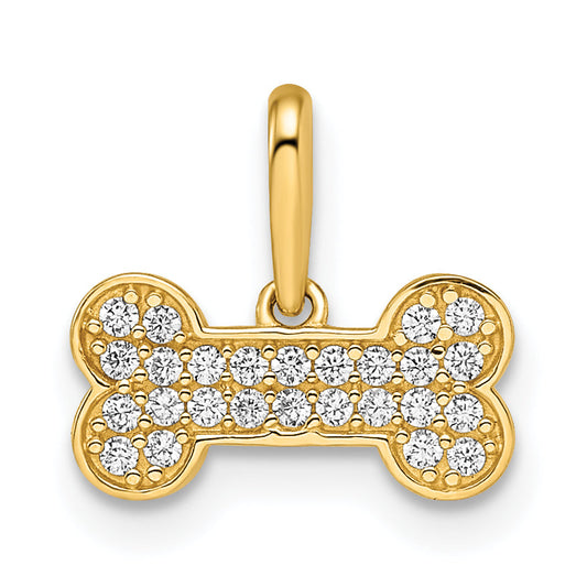 14k Yellow Gold 14k Madi K CZ Dog Bone Pendant