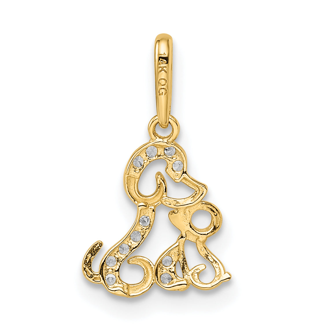 14k Yellow & Rhodium 14K & Rhodium Madi K CZ Dog & Puppy Pendant