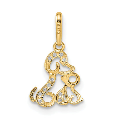 14k Yellow & Rhodium 14K & Rhodium Madi K CZ Dog & Puppy Pendant
