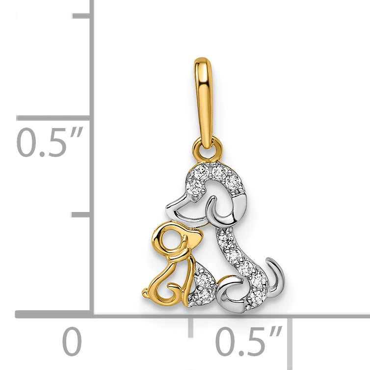 14k Yellow & Rhodium 14K & Rhodium Madi K CZ Dog & Puppy Pendant