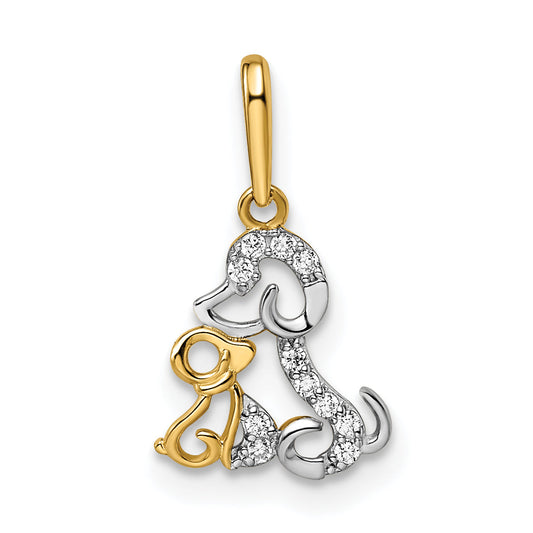 14k Yellow & Rhodium 14K & Rhodium Madi K CZ Dog & Puppy Pendant