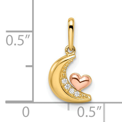 14k Two-tone 14k Two-tone Madi K CZ Moon with Heart Pendant