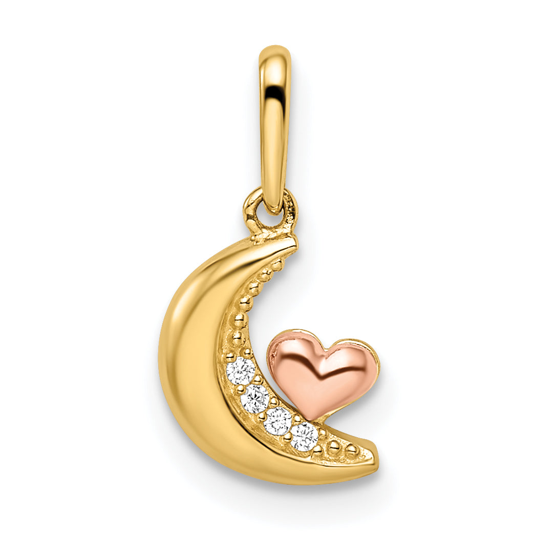 14k Two-tone 14k Two-tone Madi K CZ Moon with Heart Pendant