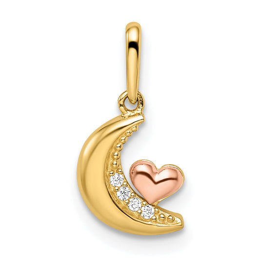 14k Two-tone 14k Two-tone Madi K CZ Moon with Heart Pendant