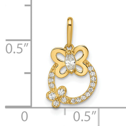14k Yellow Gold 14k Madi K CZ Butterflies Pendant