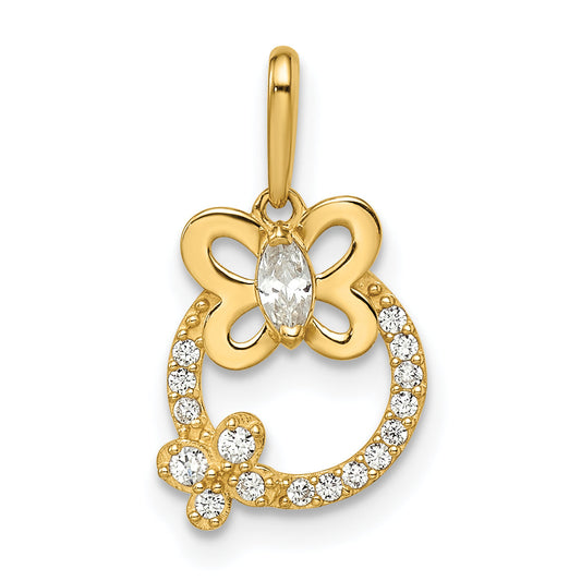 14k Yellow Gold 14k Madi K CZ Butterflies Pendant