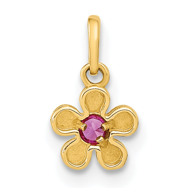 14k Yellow Gold 14K Madi K Polished CZ Flower Post Earrings and Flower Pendant Set