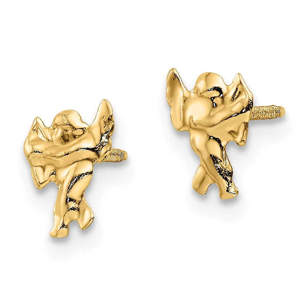 14K Yellow Gold Madi K Polished Cupid Threaded Post Earrings