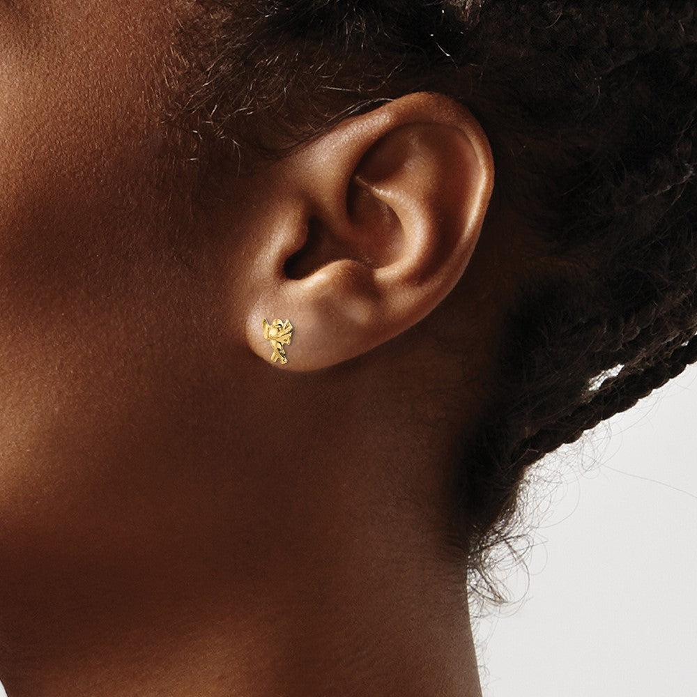 14K Yellow Gold Madi K Polished Cupid Threaded Post Earrings