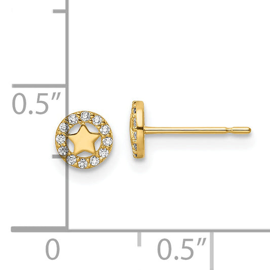 14K Yellow Gold Madi K Cz Star Post Earrings