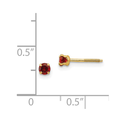 14K Yellow Gold Madi K 3mm Garnet Earrings