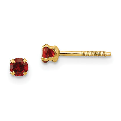 14K Yellow Gold Madi K 3mm Garnet Earrings