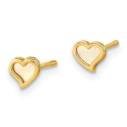 14K Yellow Gold Madi K Polished Heart Mother Of Pearl Post Earrings