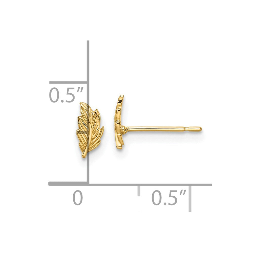 14K Yellow Gold Madi K Leaf Post Earrings