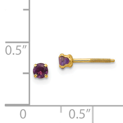 14K Yellow Gold Madi K 3mm Amethyst Earrings