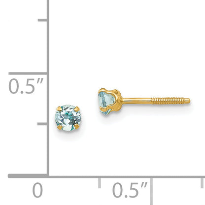 14K Yellow Gold Madi K 3mm Aquamarine Earrings