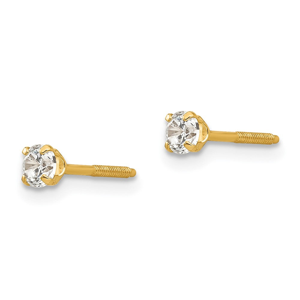 14K Yellow Gold Madi K 3mm White Zircon Earrings