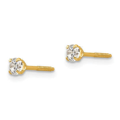 14K Yellow Gold Madi K 3mm White Zircon Earrings