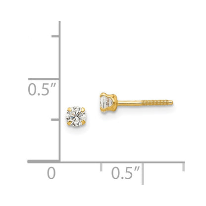 14K Yellow Gold Madi K 3mm White Zircon Earrings