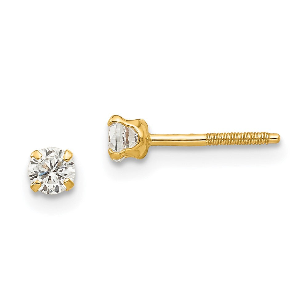 14K Yellow Gold Madi K 3mm White Zircon Earrings