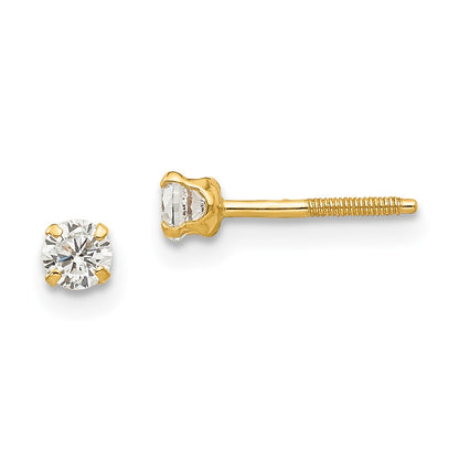 14K Yellow Gold Madi K 3mm White Zircon Earrings