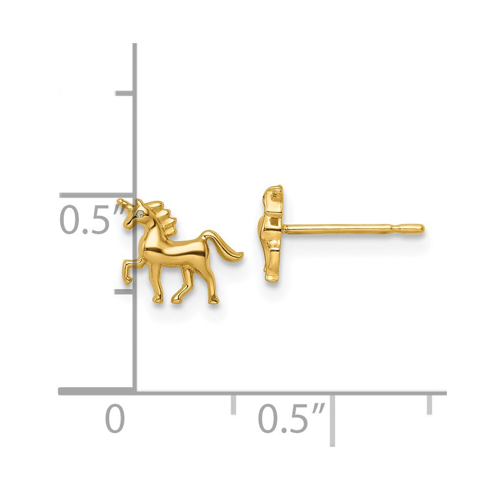 14K Yellow Gold Madi K Unicorn Post Earrings