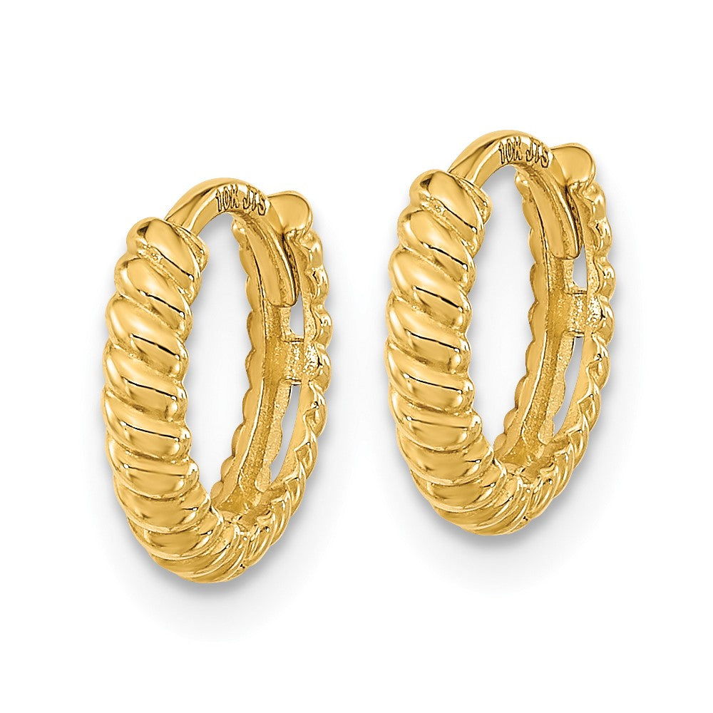 14K Yellow Gold Madi K Polished Textured Hoop Earrings