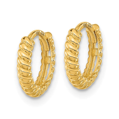 14K Yellow Gold Madi K Polished Textured Hoop Earrings