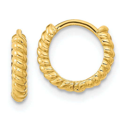 14K Yellow Gold Madi K Polished Textured Hoop Earrings