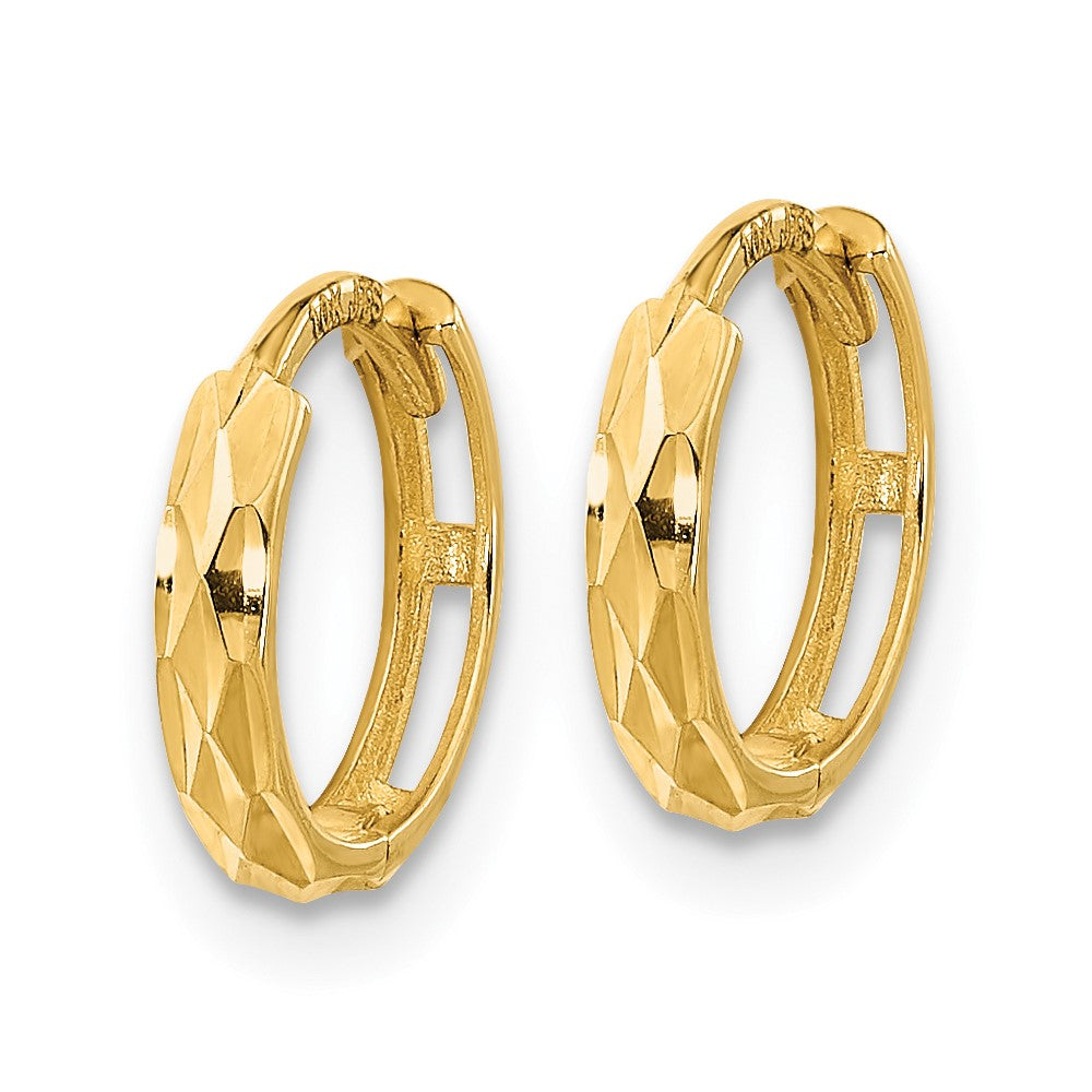 14K Yellow Gold Madi K Hinged Diamond Cut Hoop Earrings