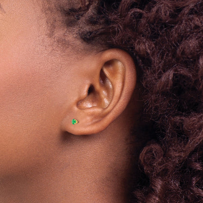 14K Yellow Gold Madi K 3mm Emerald Earrings