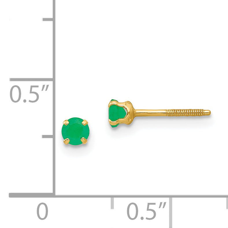 14K Yellow Gold Madi K 3mm Emerald Earrings
