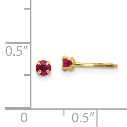 14K Yellow Gold Madi K 3mm Ruby Earrings