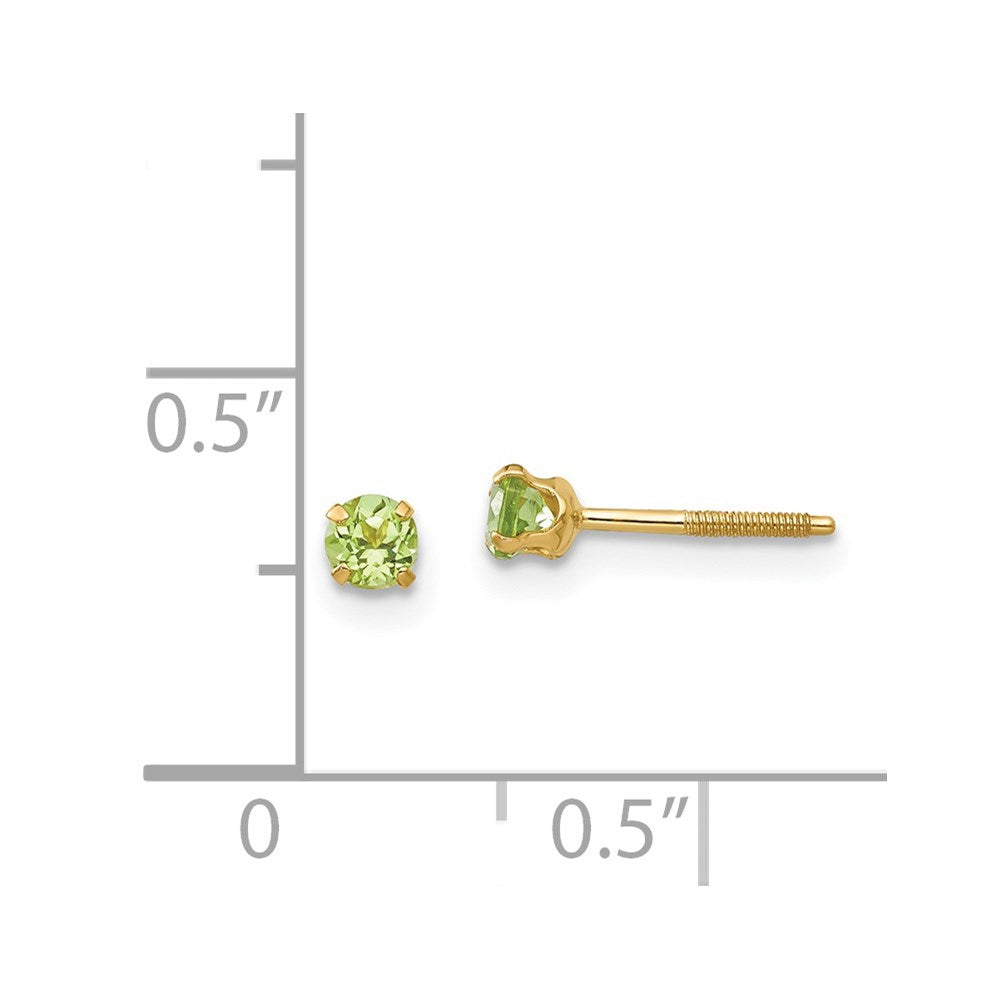 14K Yellow Gold Madi K 3mm Peridot Earrings