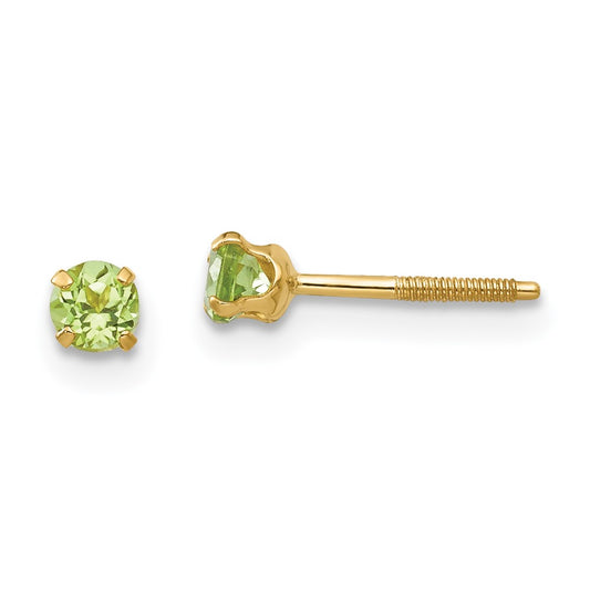 14K Yellow Gold Madi K 3mm Peridot Earrings