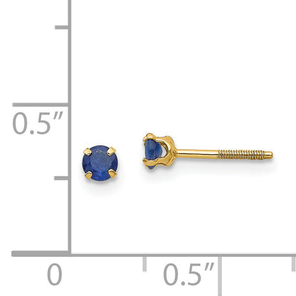 14K Yellow Gold Madi K 3mm Sapphire Birthstone Earrings