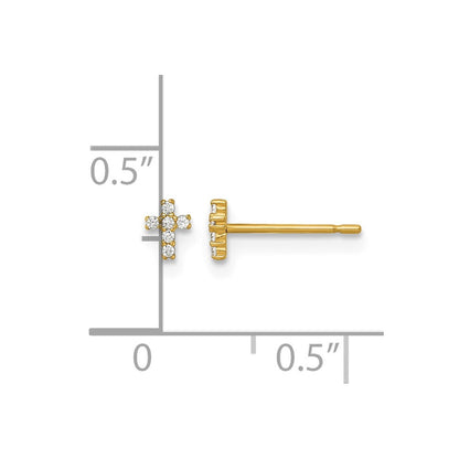 14K Yellow Gold Madi K Polished CZ Cross Post Earrings